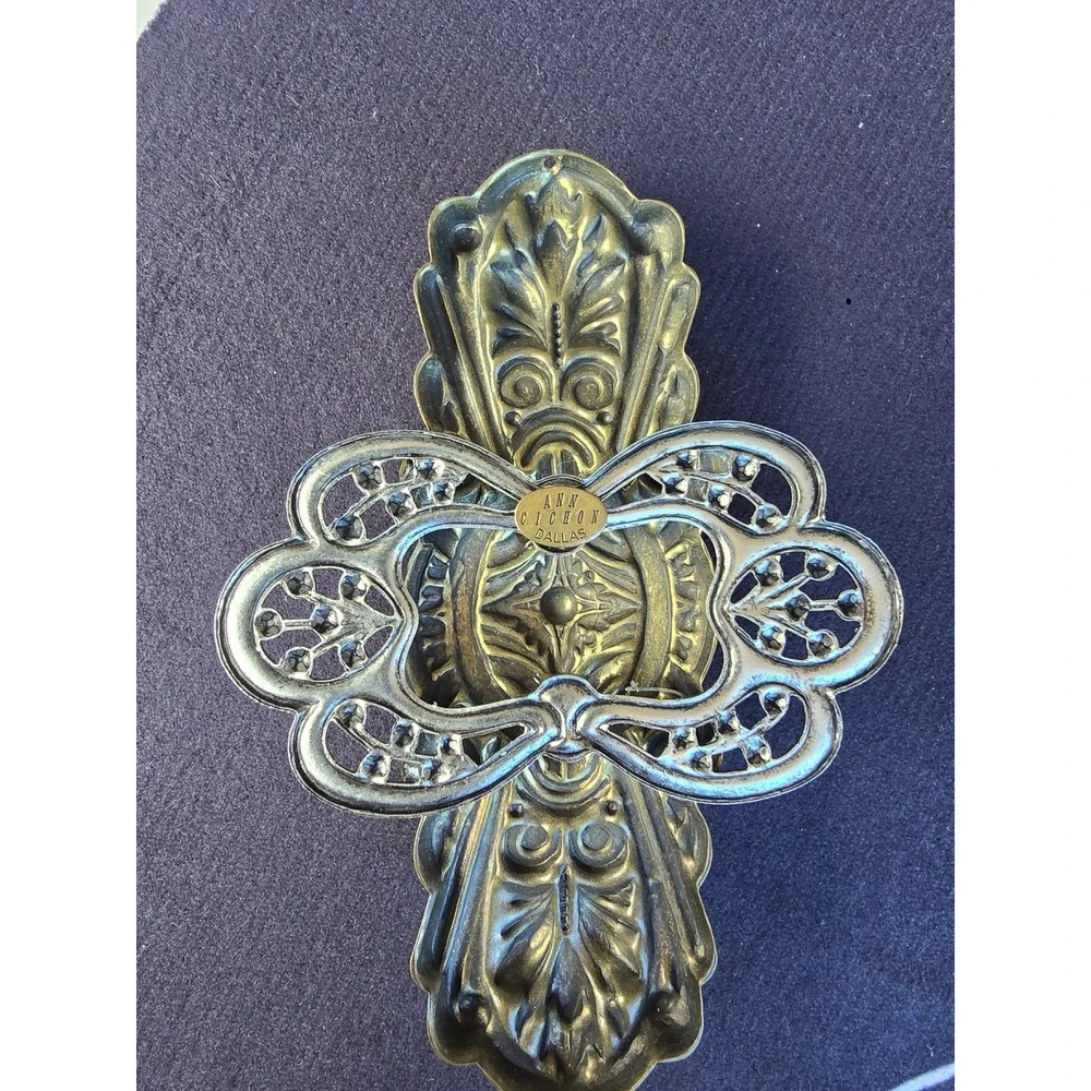 Ann‎ Cichon Dallas Vintage Mixed Metal Filigree Amber Gemstone Statement Brooch